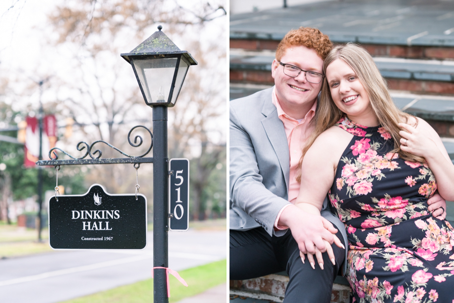 couple laughs for engagement photography winthrop university