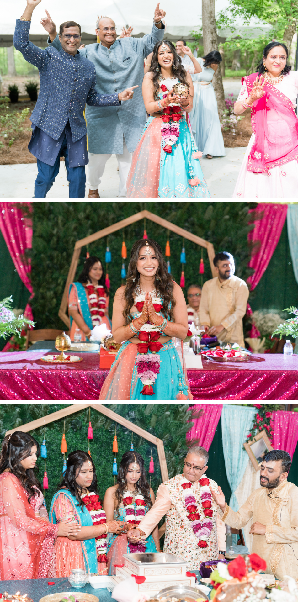 pink colorful mehndi night for indian wedding at lions gate manor in spartanburg sc