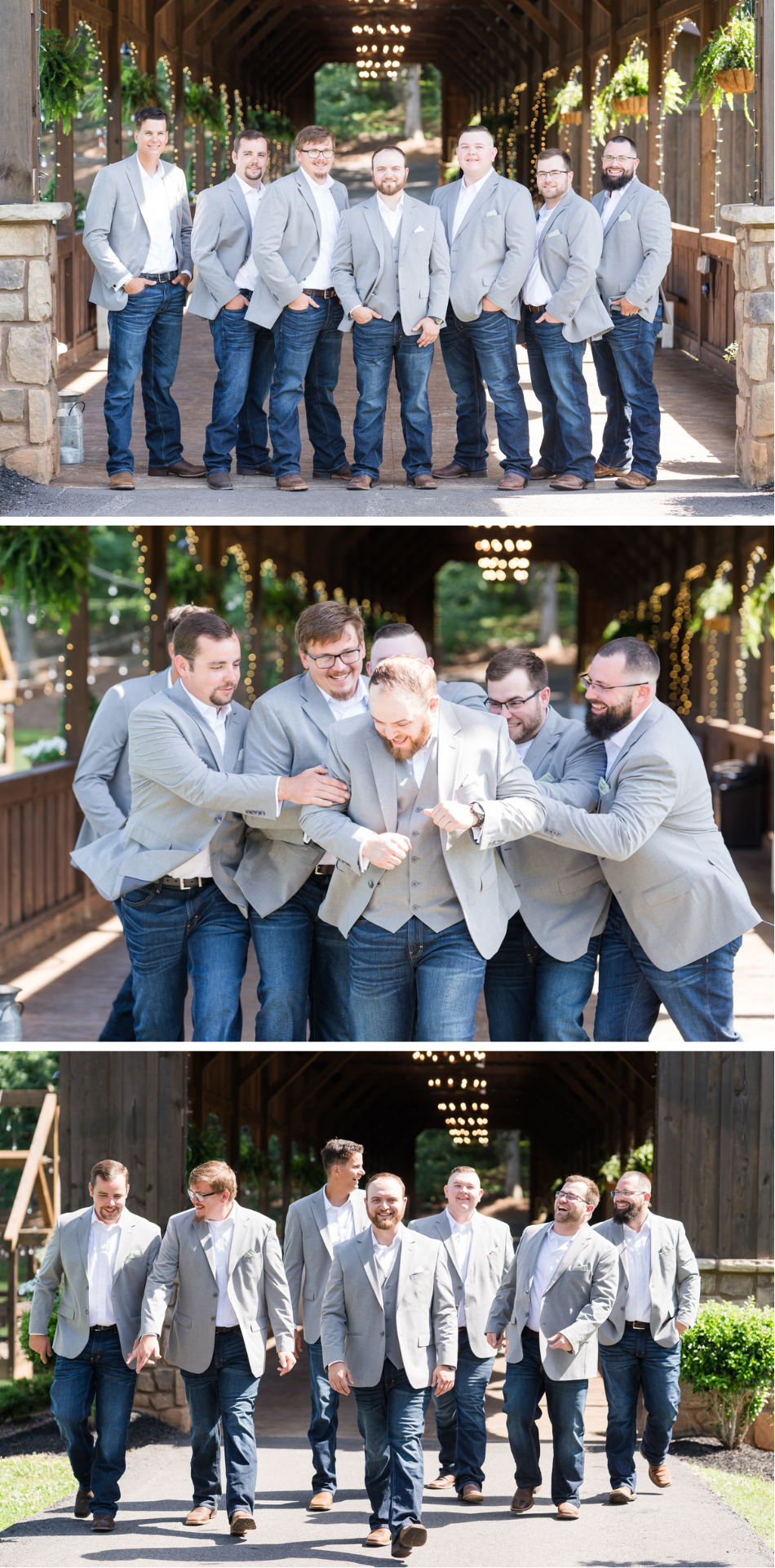 groomsmen at Lacee Meadows Wedding on covered bridge