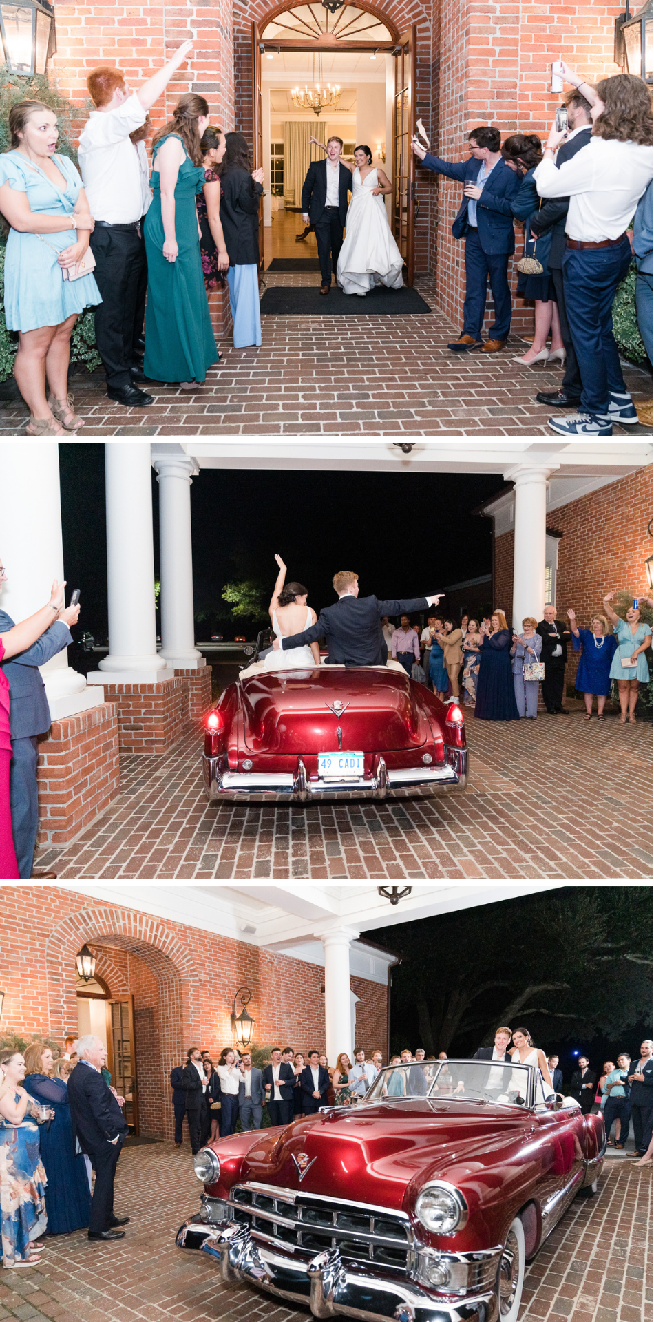 couple's exit from the green valley country club on their chapel and country club wedding day