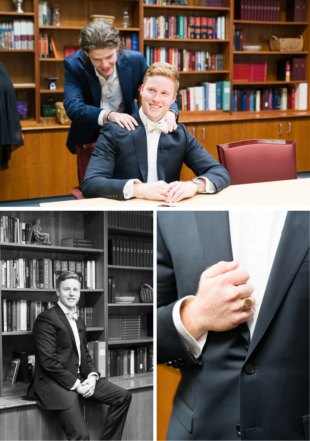 groom and his details before the Daniel Chapel wedding ceremony