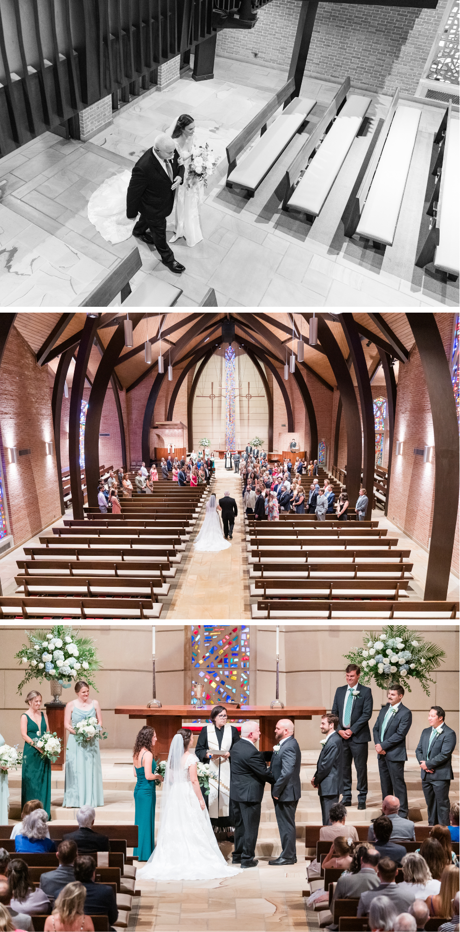 Bride's father walking her down the aisle at Westminster Presbyterian Church