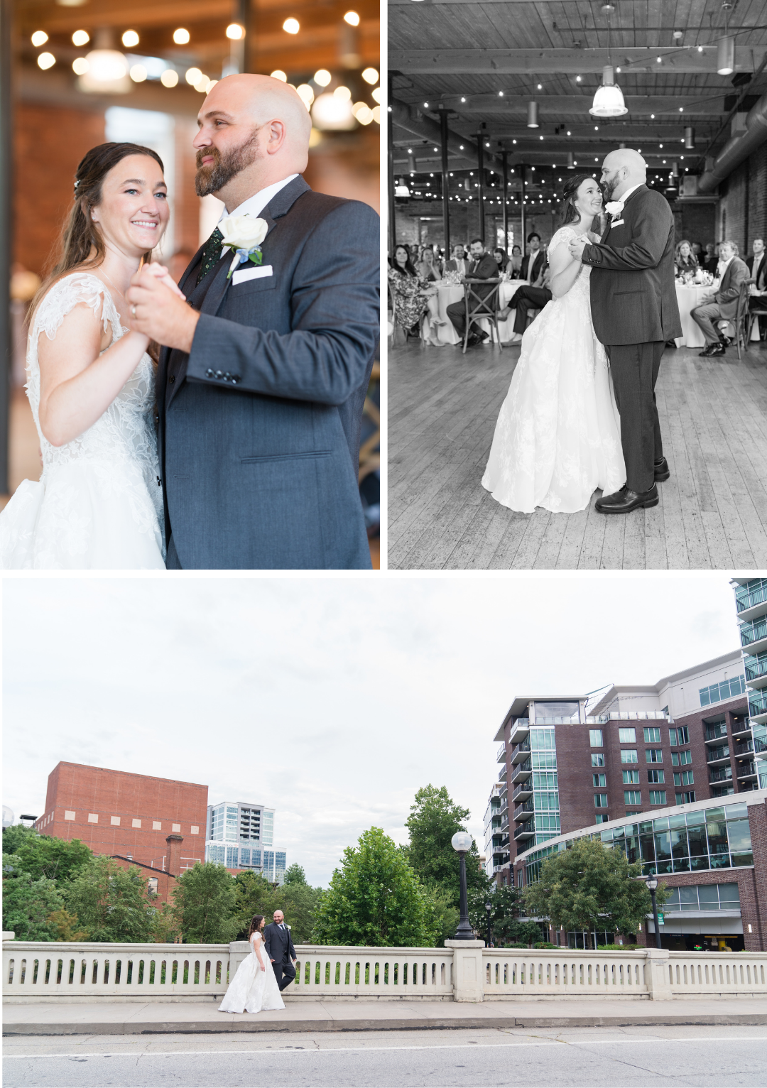 Huguenot Loft Greenville Wedding couple's first dance at reception