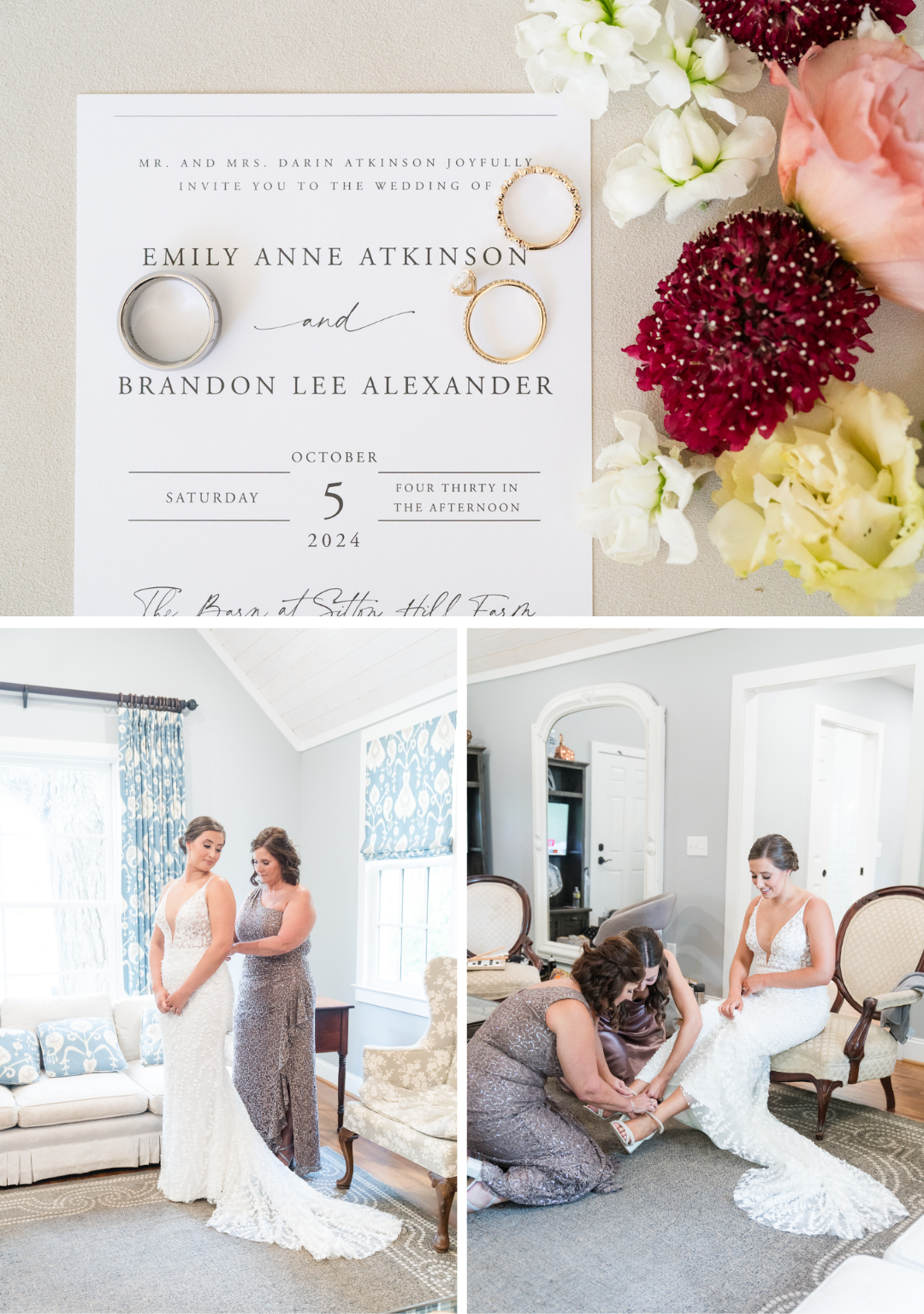 bride getting ready at the barn at sitton hill farm