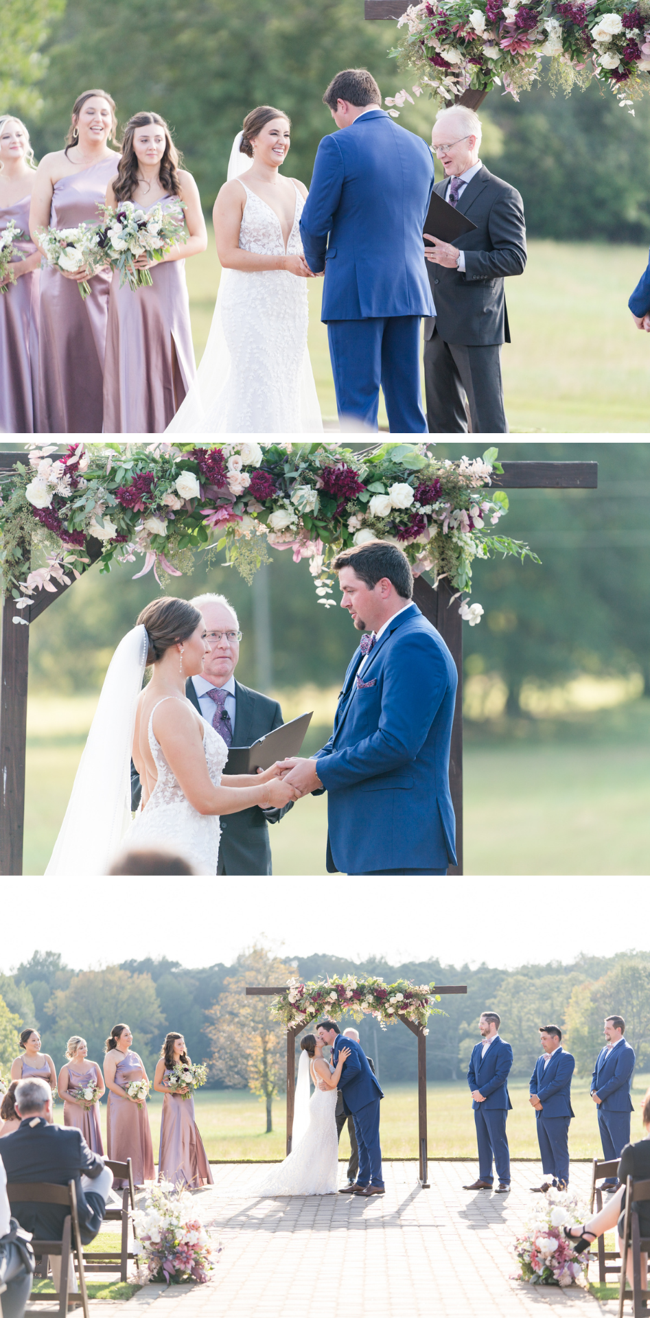 bride and groom at the alter at sitton hill farm