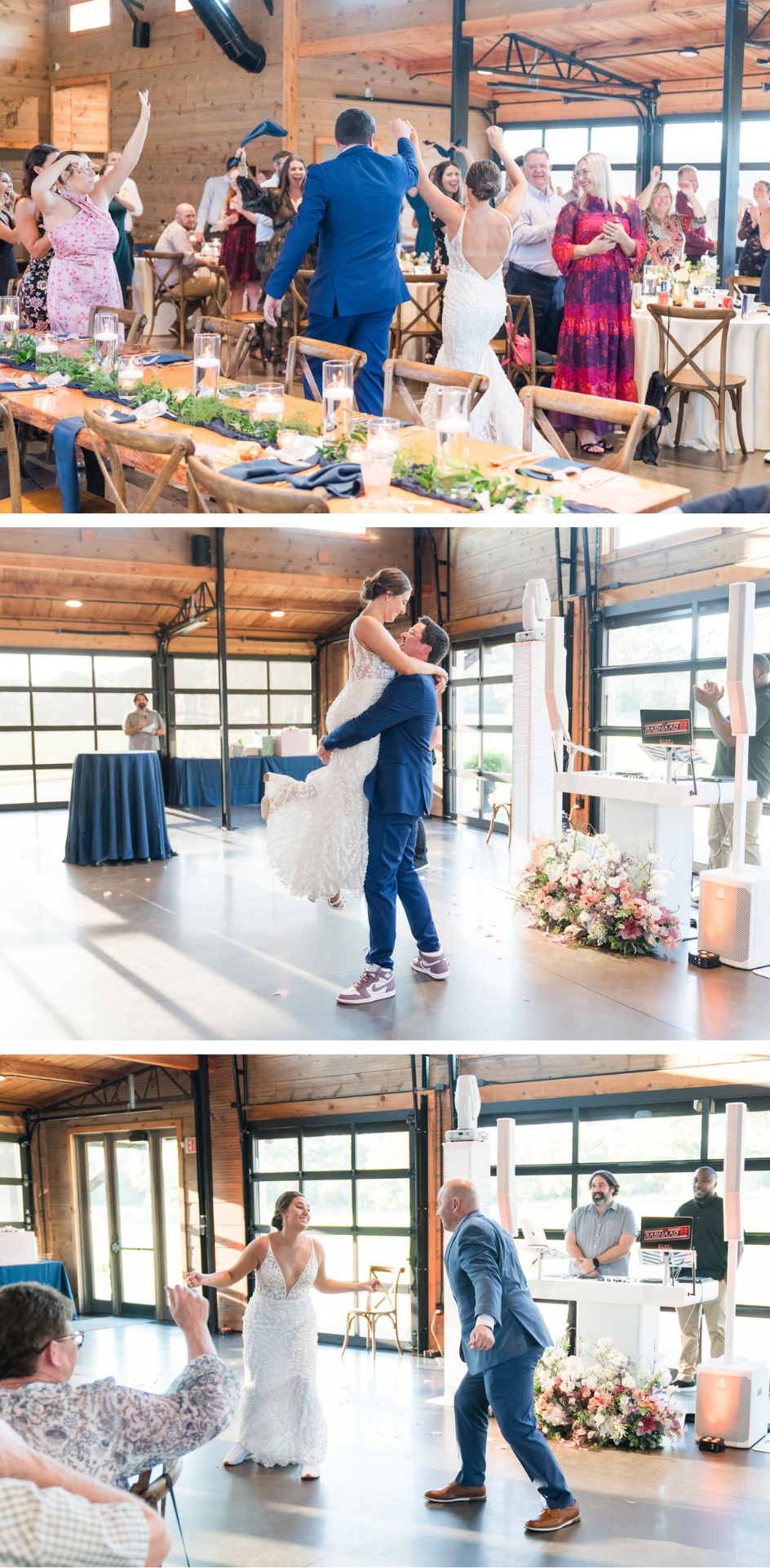 bride and grooms first dance, bride's first dance with her father at the barn at Sitton Hill