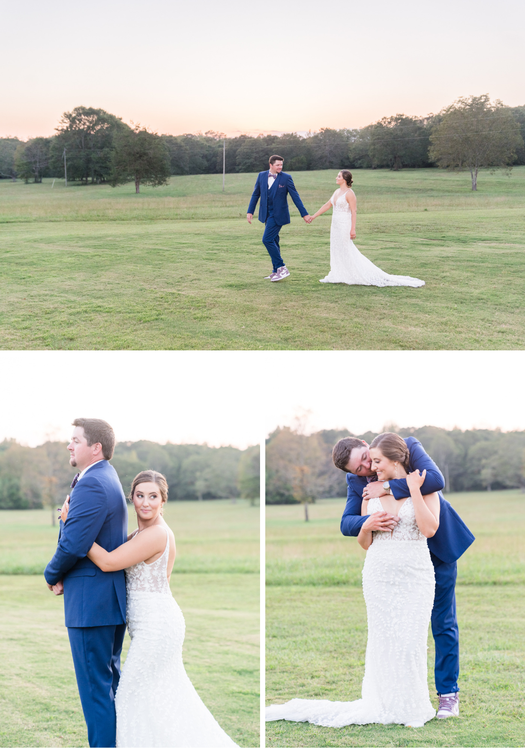 couple's sunset pictures on the Sitton Hill Farm