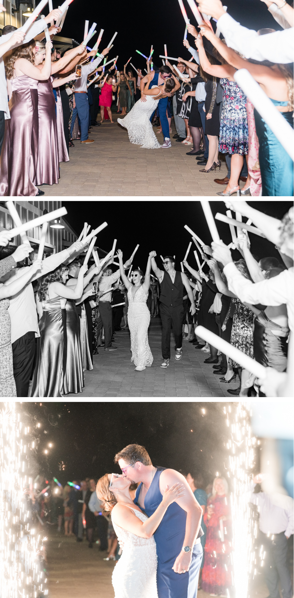 bride and groom's exit from their wedding reception at Sitton Hill Farm