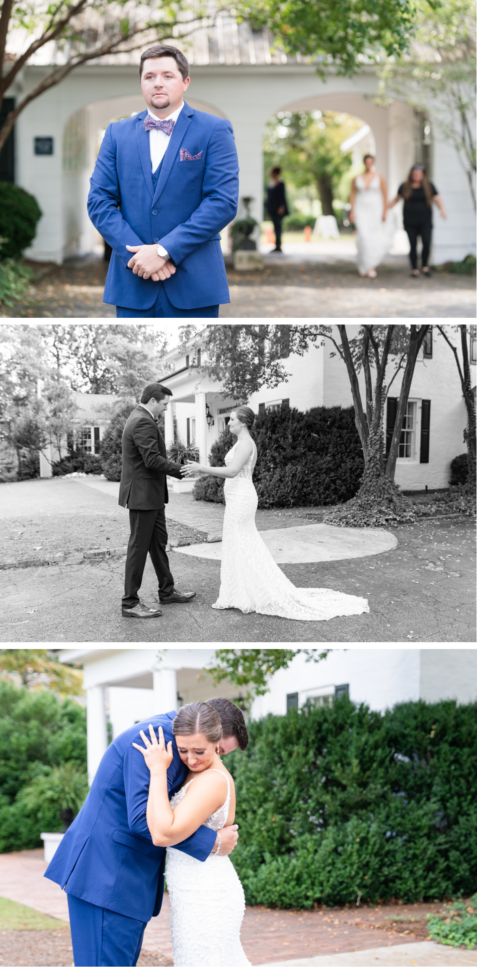 bride and groom's first look at the barn at sitton hill