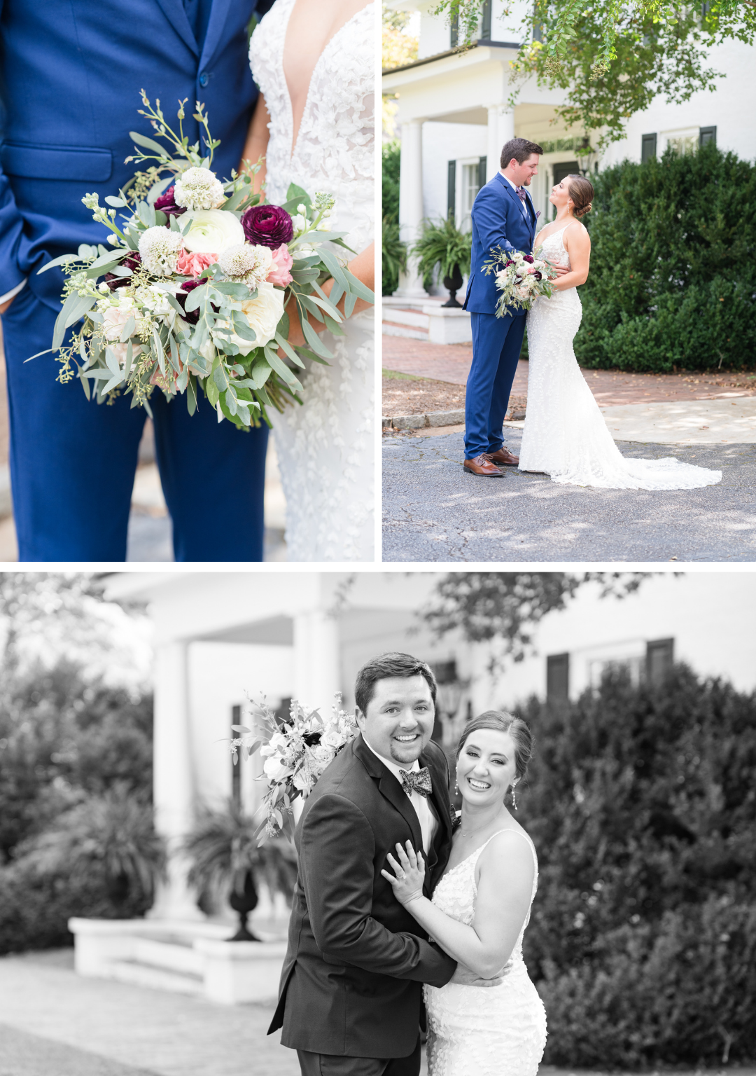 bride and groom portraits outside the manor at sitton hill