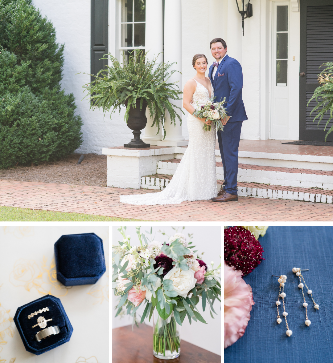 bride, groom, and the details for their Sitton Hill wedding